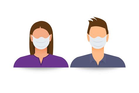 Masked Female And Male Silhouette Please Put On Your Face Mask Icon A