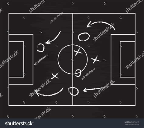 Realistic Blackboard Drawing Soccer Football Game Stock Vector Royalty