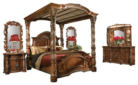 Sleep is a vital part of your life, so our king bedroom sets make it easy for you to match all your furniture to your bed frame. 5-Piece Villa Valencia California King Canopy Bedroom Set ...