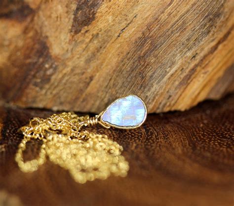 Tiny Moonstone Necklace Solitaire Necklace Crystal Necklace Wedding