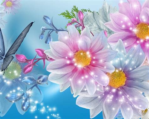 Blue And Pink Flower Wallpapers Wallpapers Zone Desktop Background