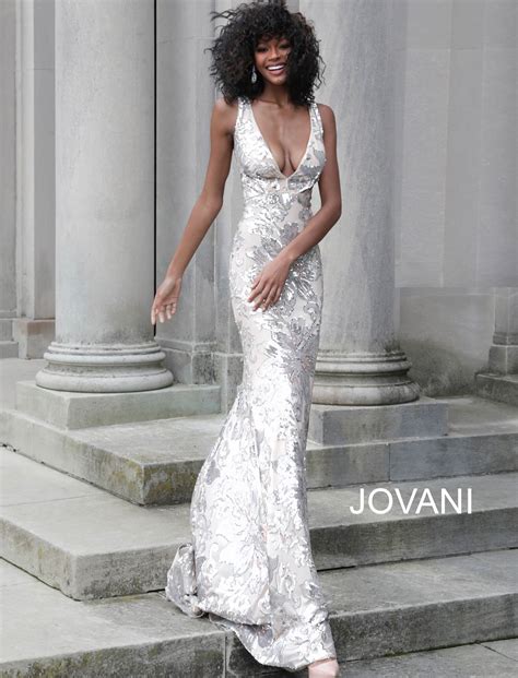 Jovani White Prom Dress With Flowers Jovani 58632 Light Blue Floral