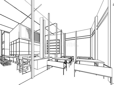 Outline Sketch Of A Interior Stock Vector Illustration Of Isolated