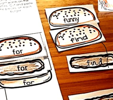 Free Printable Sight Word Worksheets Build A Burger Cut Read And