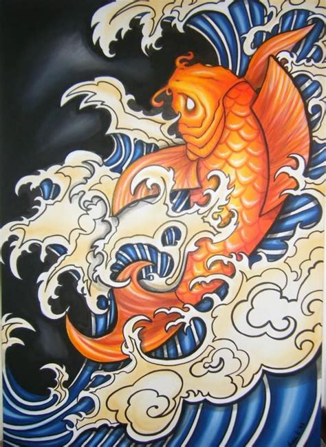 Koi Carp Painting Traditional Japanese Tattoo Art Il Regalo Koi