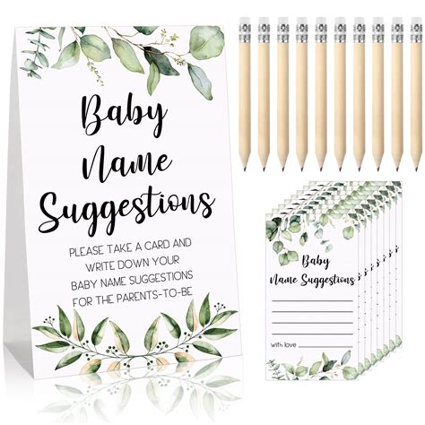 Buy 61 Pieces Baby Shower Games Include Greenery Baby Name Suggestion
