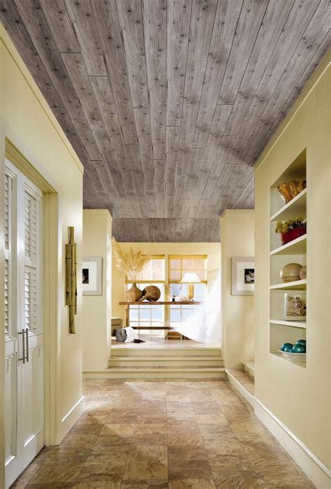 Coastal white tongue and groove ceiling plank (29 sq. How to Hide Popcorn Ceilings | Dans le Lakehouse