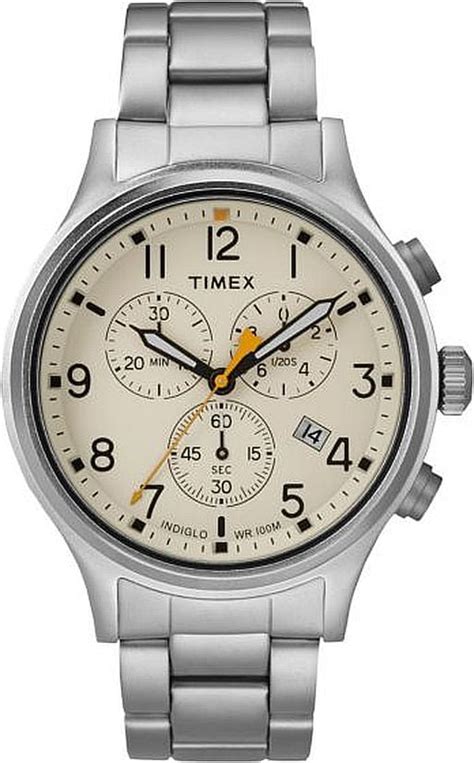 Mens Timex Military Allied Classic Chronograph Steel Band Watch
