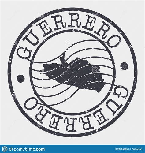 Guerrero Mexico Map Postmark A Silhouette Postal Passport Stamp