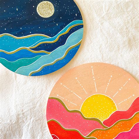 The Sun And The Moon ☀️ 🌙 Circle Canvas Small Canvas Art Mini