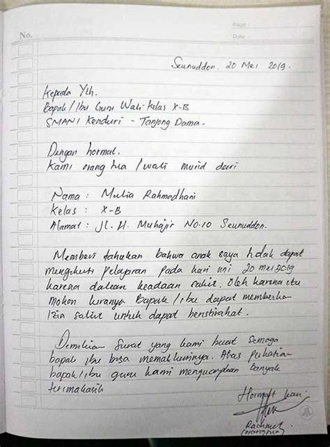 Contoh Surat Izin Sakit Lengkap - Sekolah, Kerja, Kuliah