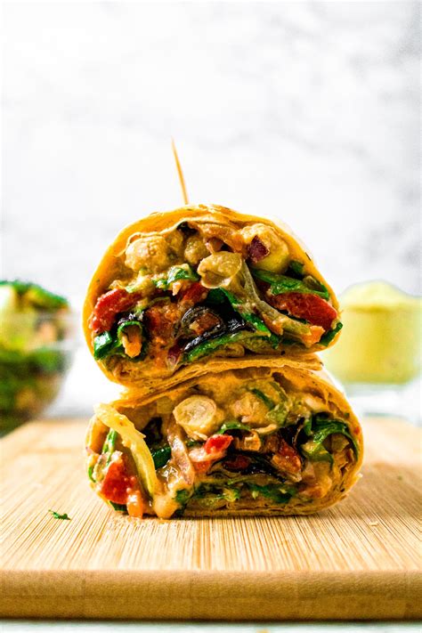Healthy Mediterranean Hummus Wrap Recipe Quick Vegan Lunch