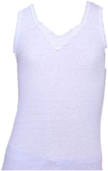 Girls Cotton White Undershirt Vest With Lace Girls White Underwear For