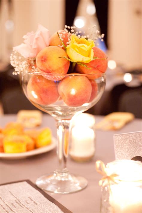 Peach Rose And Babys Breath Centerpieces Peach Wedding Theme