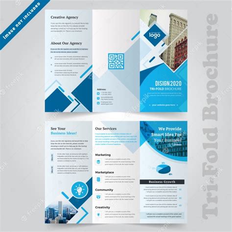Premium Vector Blue Corporate Trifold Brochure Template