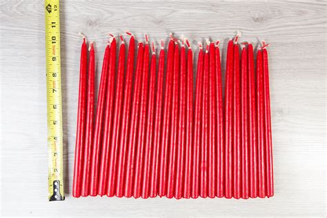 24 Taper Candles Set Of Vintage Skinny Red Candles