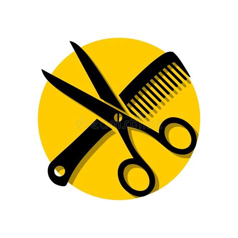 Simple Scissors Comb Hair Salon Logo Illustration Stock Vector