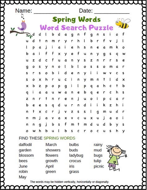 Spring Word Search Puzzle Free Printable Word Search In