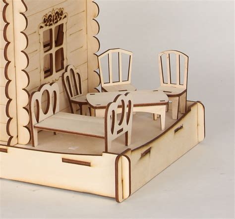 Laser Cut Dollhouse Furniture Miniature Chair Table Bed Free Vector Cdr