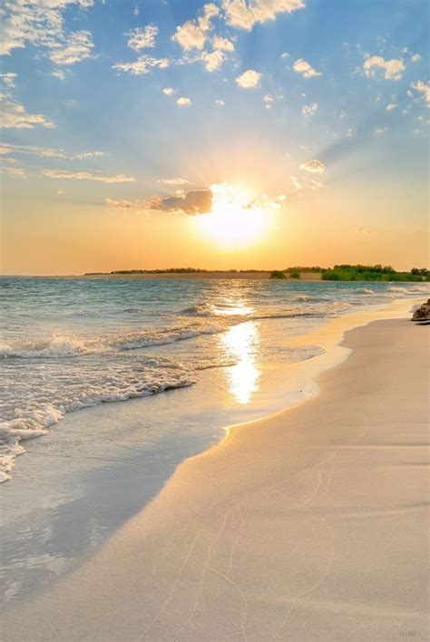 Abphoto Polyester 5x7ft Blue Sky Backdrop White Beach Sunset Seaside
