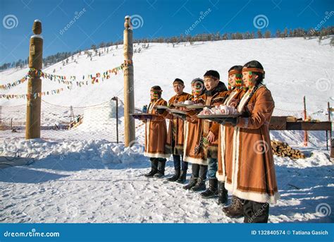 Young Yakuts In National Folk Clothes Of The North Peoples Of Yakutia
