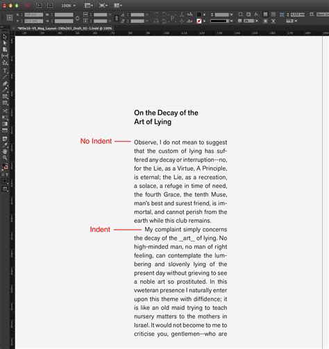Typesetting Adobe Indesign Avoiding First Line Indent Of The First