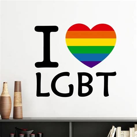 I Love Lgbt Gay Rainbow Gay Lesbian Transgender Bisexuals Support Flag Illustration Wall Sticker