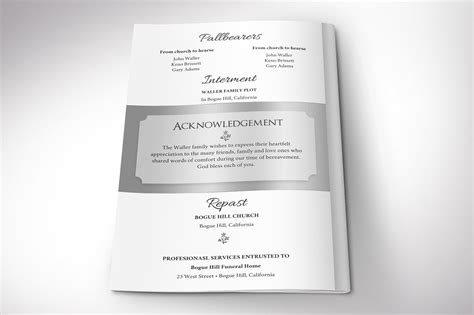 White Silver Funeral Program Template 11x17 8 Pages Male Etsy Gambaran