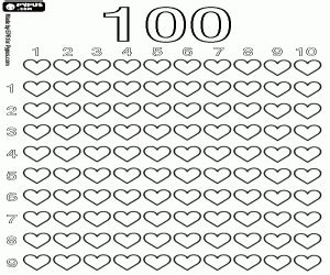 Rechenspiel 100 zum ausdrucken : Ausmalbilder Rechnen Sie bis 100 mit Herzen zum ausdrucken