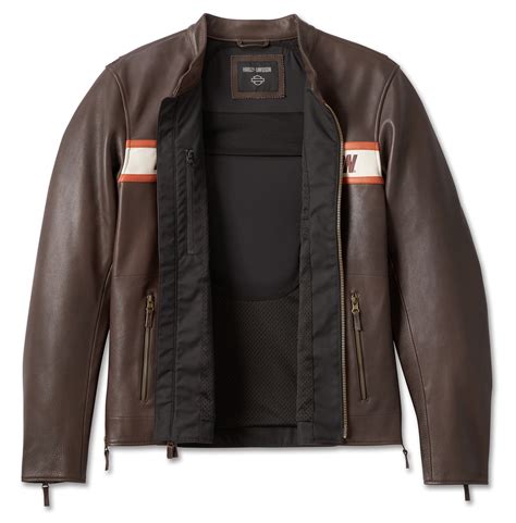 98001 23EM Harley Davidson Leather Jacket Victory Lane II Java Brown At