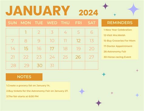 Colorful January 2023 Calendar In Psd Illustrator Word Download