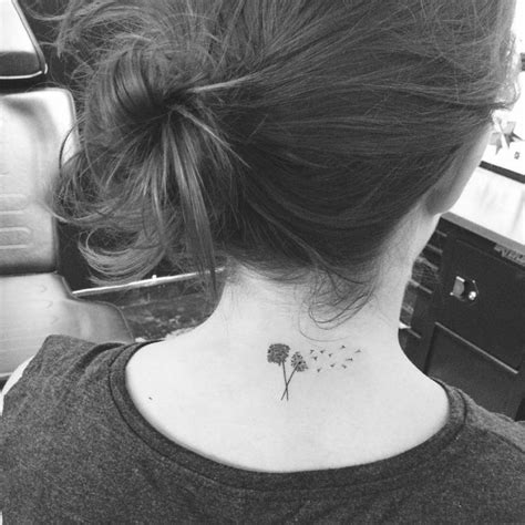 27 Subtle Small Flower Tattoos Back Of Neck Tattoo Dandelion Tattoo