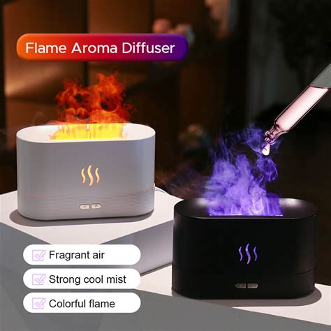 2022 best selling usb ultrasonic flame humidifier led rgb colorful essential oil fire flame