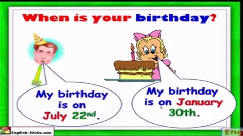 Anyway, birthdays are a time for fresh starts and to pursue new goals. Months & birthdays - When is your birthday? - Unit 3 - YouTube