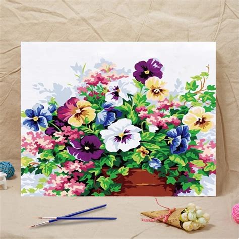 Frameless Flower Diy Oil Painting By Numbers Handpainted Oil Painting