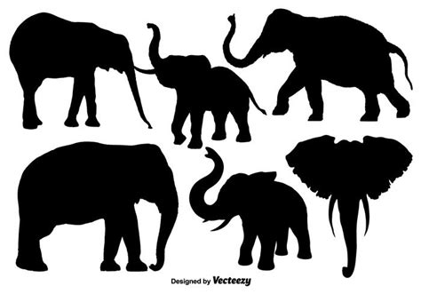 Isolated Silhouettes Of Elephants Vector 119816 Vector Art At Vecteezy
