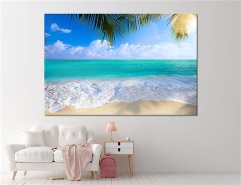 Large Wall Art Canvas Print Tropical Island Beach Ocean Extra Etsy