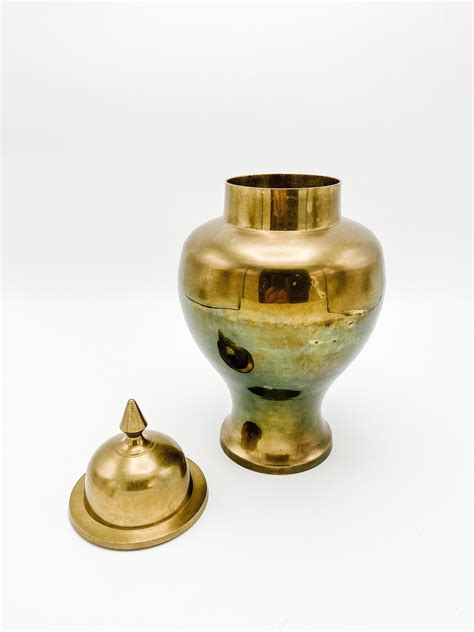 Large Vintage Brass Ginger Jar With Lid Ginger Jar Vintage Etsy