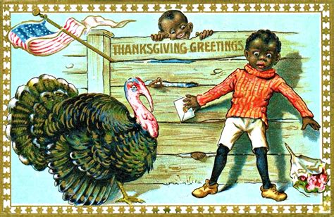 Antique Thanksgiving Greetings Postcard African American Black Americana Patriotic