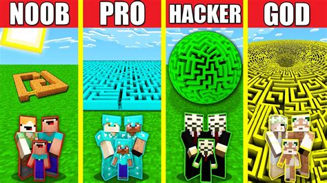 Minecraft Battle Maze Build Challenge Noob Vs Pro Vs Hacker Vs God