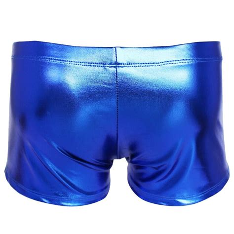 Sexy Mens Shiny Patent Leather Drawstring Boxer Briefs Swimwear