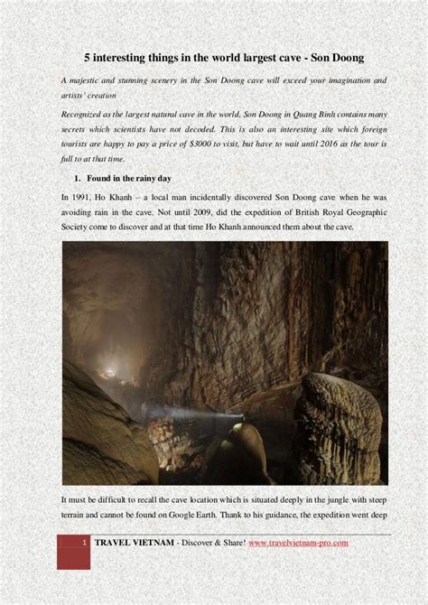 5 Interesting Things In The World Largest Cave Son Doong By Travel