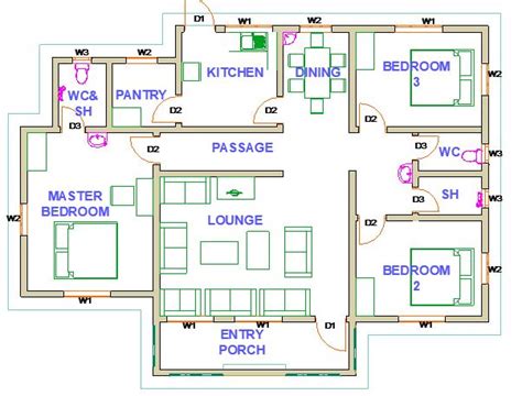 Three Bedroom House Floor Plan In Kenya Floor Roma