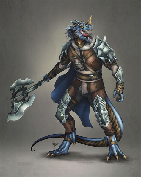 Artstation Character Design Blue Dragonborn Fighter Others Anna