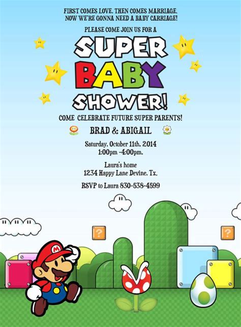 Mario Baby Shower Invitation Invitation Design Blog