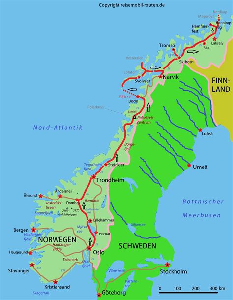 Norwegen Route 5 Auf Zum Nordkap Auf Reisemobil Routende