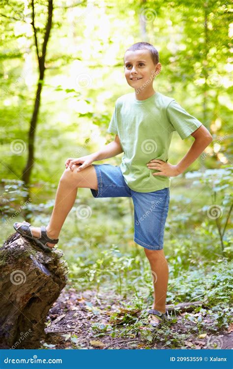 Junge Im Freien Im Wald Stockbild Bild Von Schön Nave 20953559