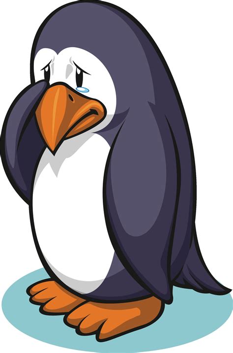 Triste Pinguino Asciugandosi Le Lacrime Piangendo Fumetto Illustrazione