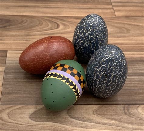 Painted Wooden Eggs Rustic Farmhouse Decor Country Kitchen