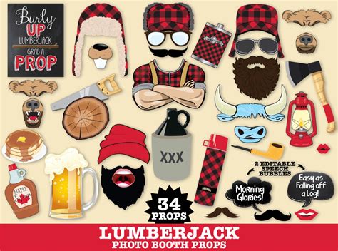 Lumberjack Photo Booth Props Lumberjack And Jill Woodland Etsy